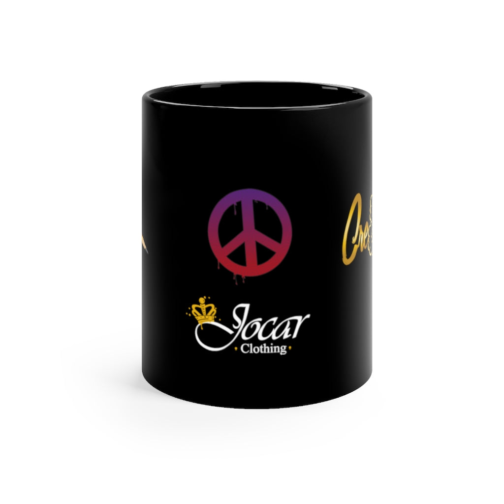 Love, Peace & Cre8ivity Black mug 11oz